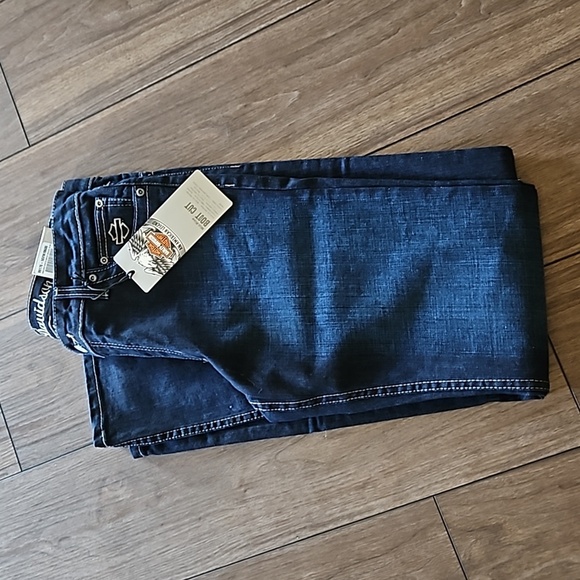 NEW! HARLEY DAVIDSON Embellished Pocket Mid-Rise Bootcut Jeans 6R. - Picture 5 of 9